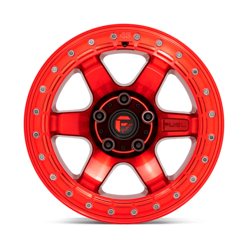 Fuel 1PC D123 BLOCK BEADLOCK 17x9 6x139.7 -15 Candy Red W/ Candy Red Ring