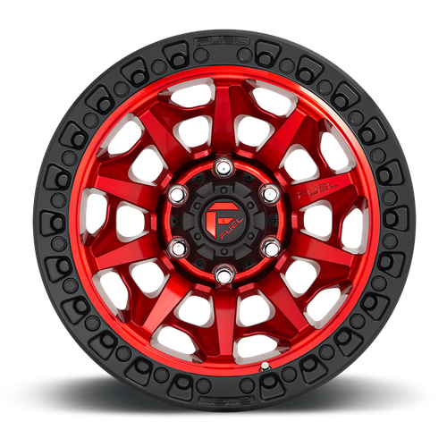 Fuel 1PC D695 COVERT 17x9 8x165.1 +1 Candy Red Black Bead Ring
