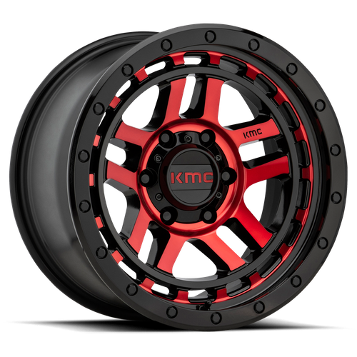KMC KM540 RECON 18x8.5 6x139.7 +18 Gloss Black Mach W/ Red Tint
