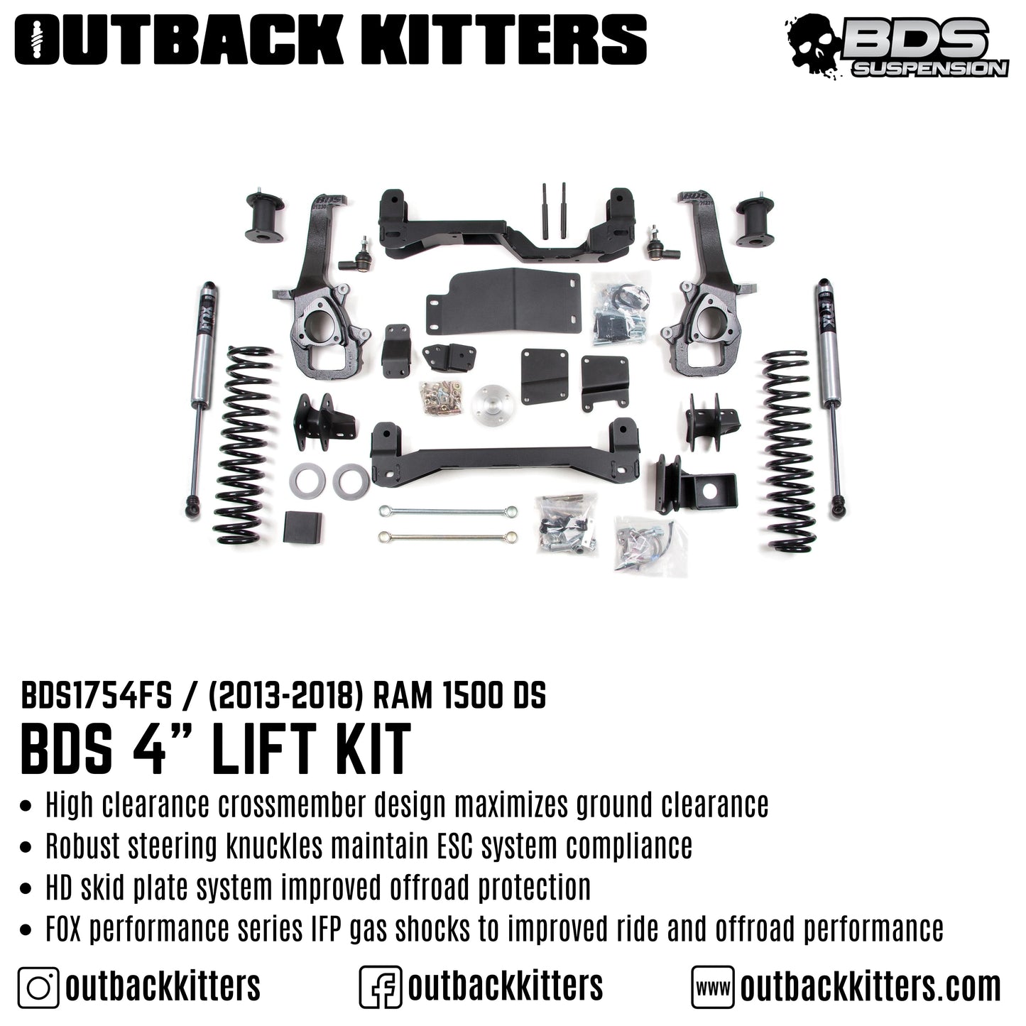 BDS Suspension 4' Lift Kit for Ram 1500 DS