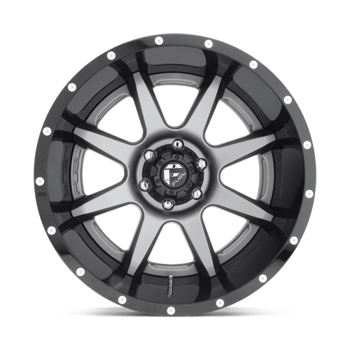 Fuel 2PC D238 RAMPAGE 22x14 5x127 -70 Matte Gun Metal Black Lip