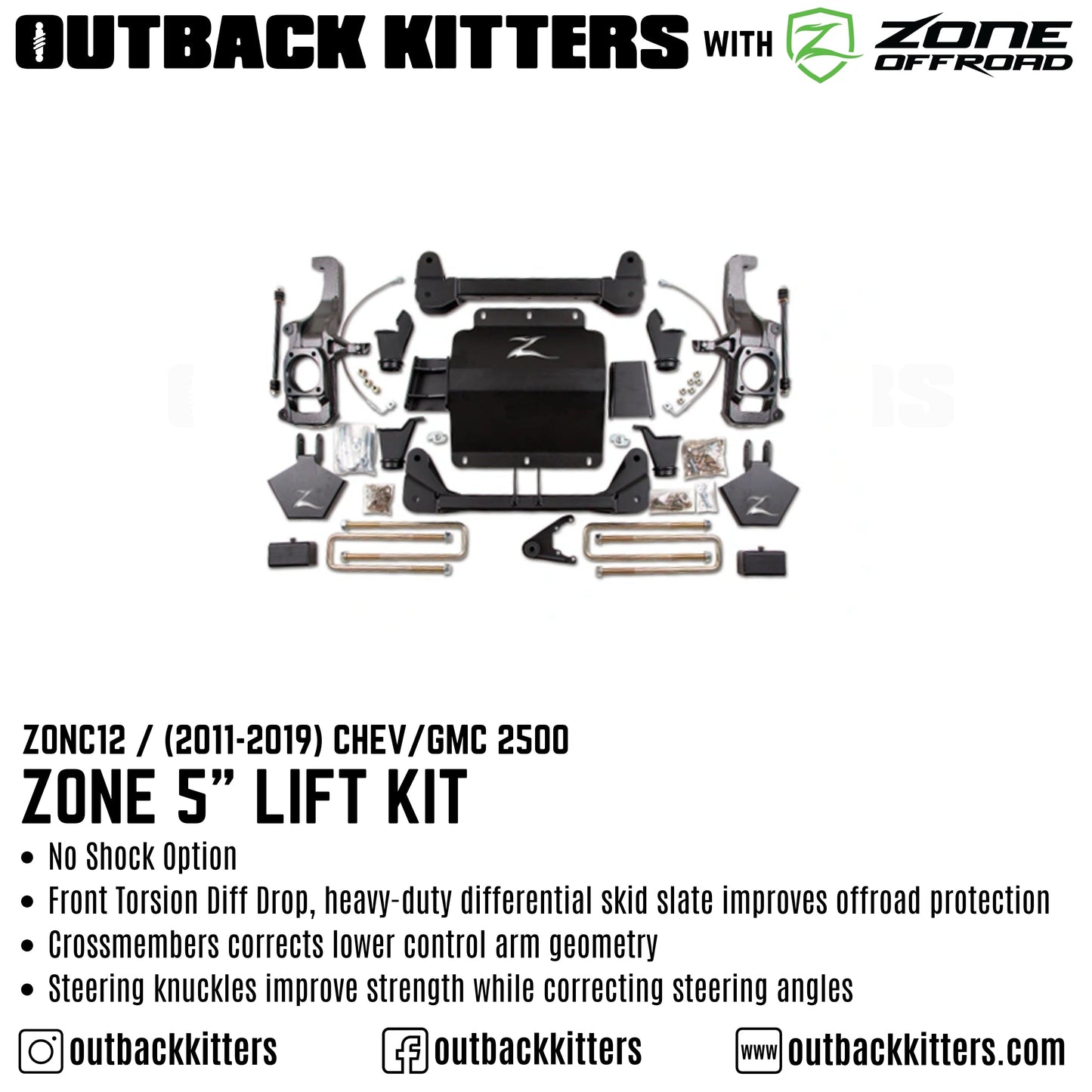 OK with Zone Offroad 5' Lift Kit for 2011-2019 Chev/GMC 2500