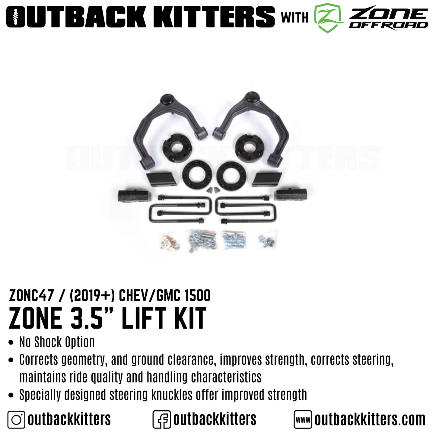 OK with Zone Offroad 3.5” Lift Kit for 2019+ Chev/GMC 1500