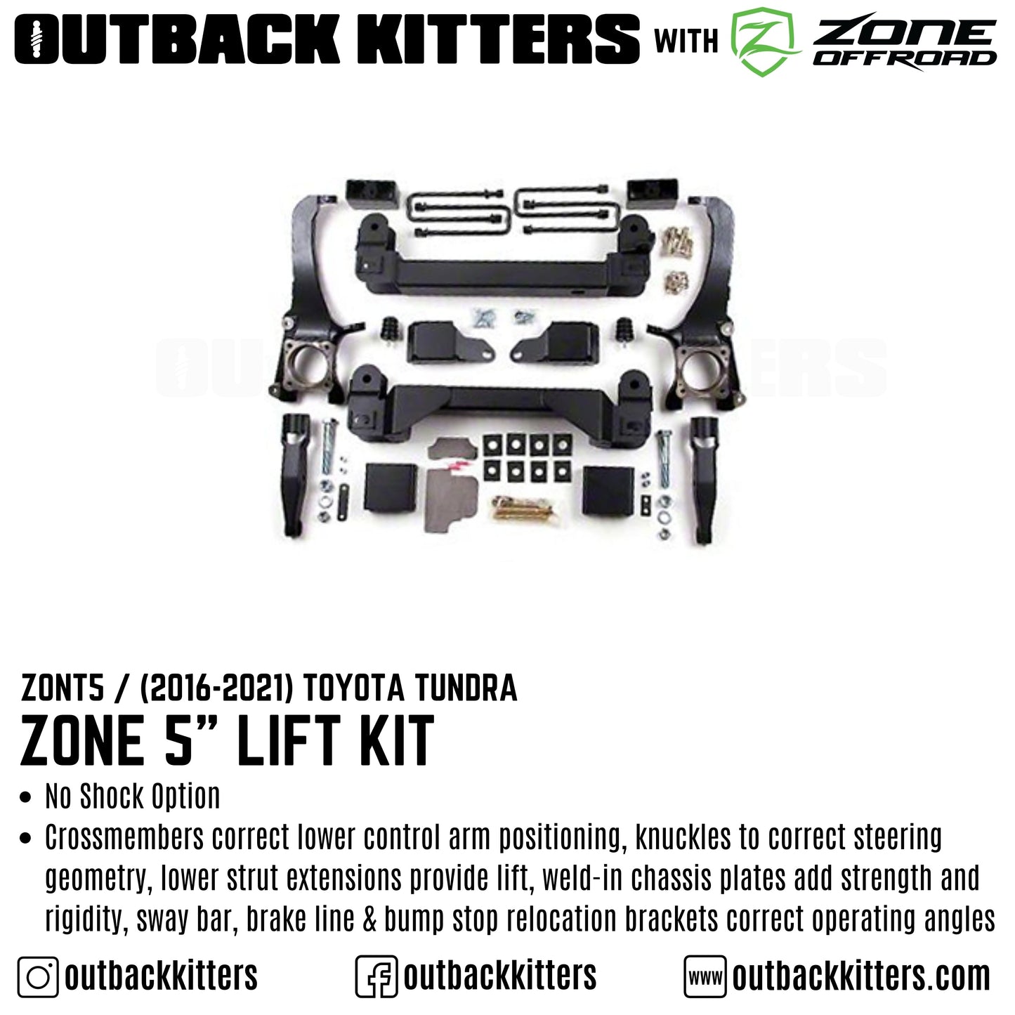 OK with Zone Offroad 5' Lift Kit for 2007-2021 Toyota Tundra