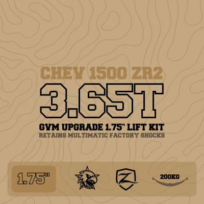 3.65T GVM Upgrade, 1.75" Lift with Factory Multimatic Shocks, 200kg Leaf (Installed)