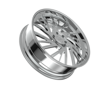 Chrome wheel rim on black background.