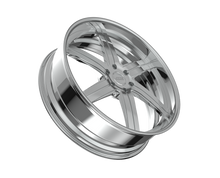 Silver alloy wheel on black background.