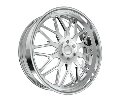 Silver alloy wheel with intricate spoke design.
