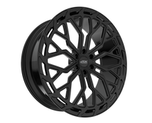 Black geometric car wheel rim design.