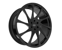 Black alloy wheel with sleek, modern design.