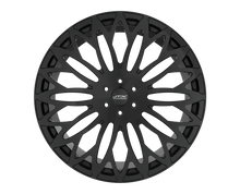 Black alloy wheel with intricate spoke design.