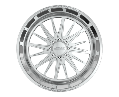 Silver alloy wheel with intricate spoke design.