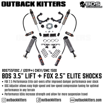 BDS Suspension 3.5' Lift Kit for 2019-2024 Chevy/GMC 1500 with Fox Shocks