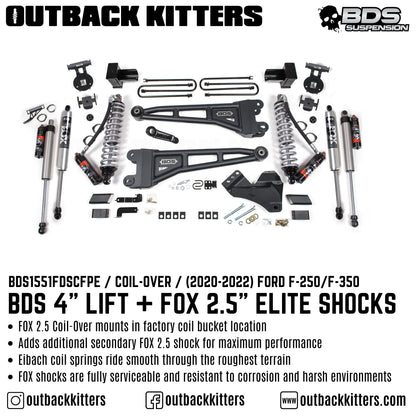 BDS Suspension 4' Coilover Lift Kit for 2020+ Ford F250/F350