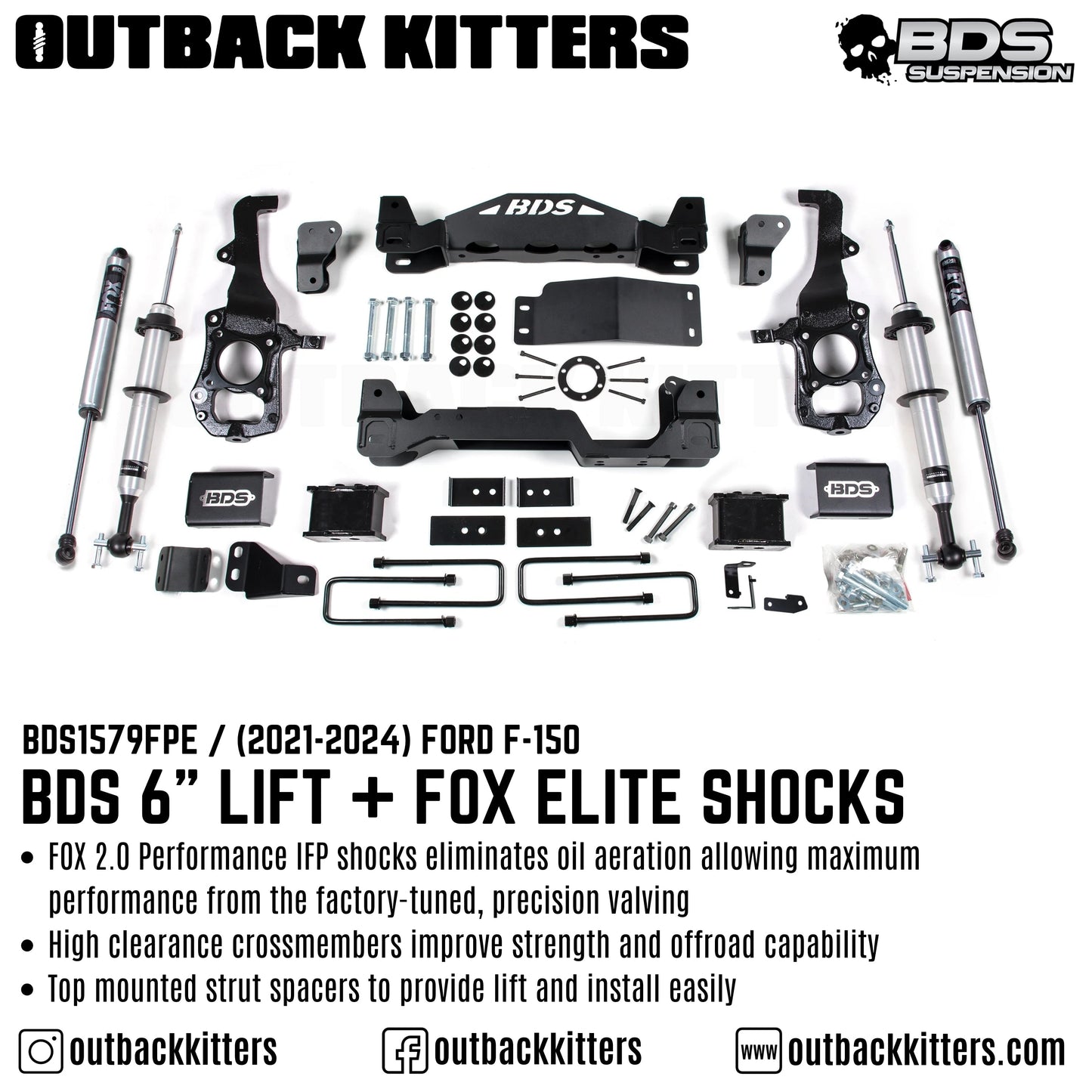 BDS Suspension - 6' Lift Kit for 2021+ Ford F150 with Fox Shocks