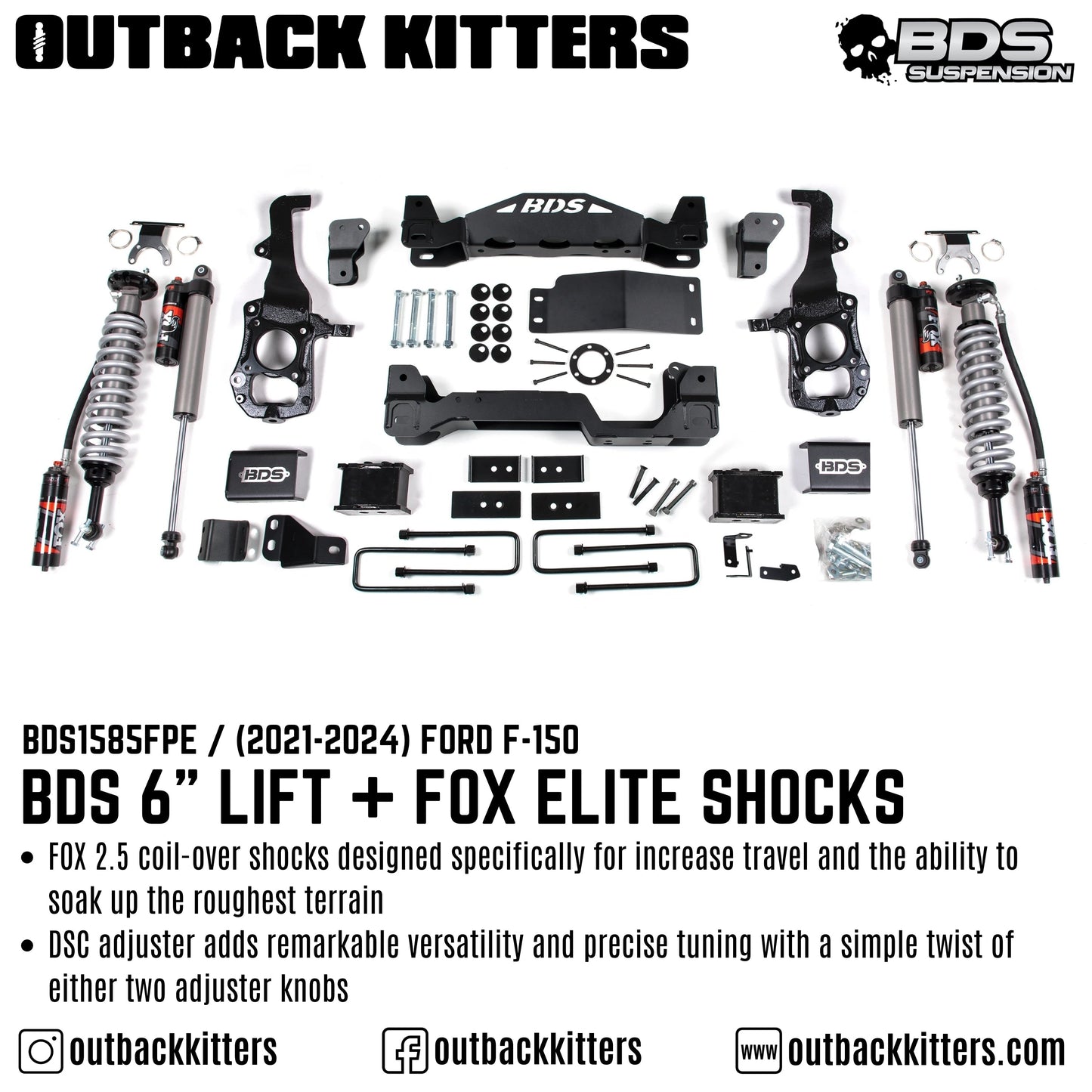BDS Suspension - 6' Lift Kit for 2021+ Ford F150 with Fox Shocks