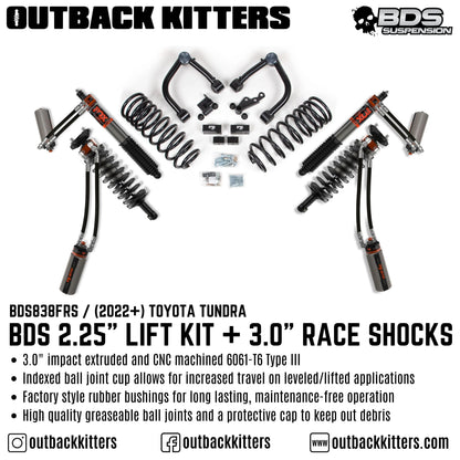 BDS Suspension 2.25' Lift Kit with 3.0' Factory Race Shocks 2022+ Toyota Tundra