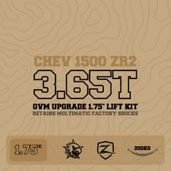 3.65T GVM Upgrade, 1.75" Lift with Factory Multimatic Shocks, 200kg Leaf (Installed)