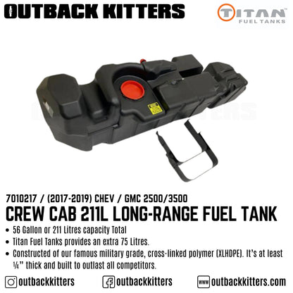2017-2019 Chevy Silverado / GMC 2500 / 3500 Crew Cab 212L Long Range Fuel Tank