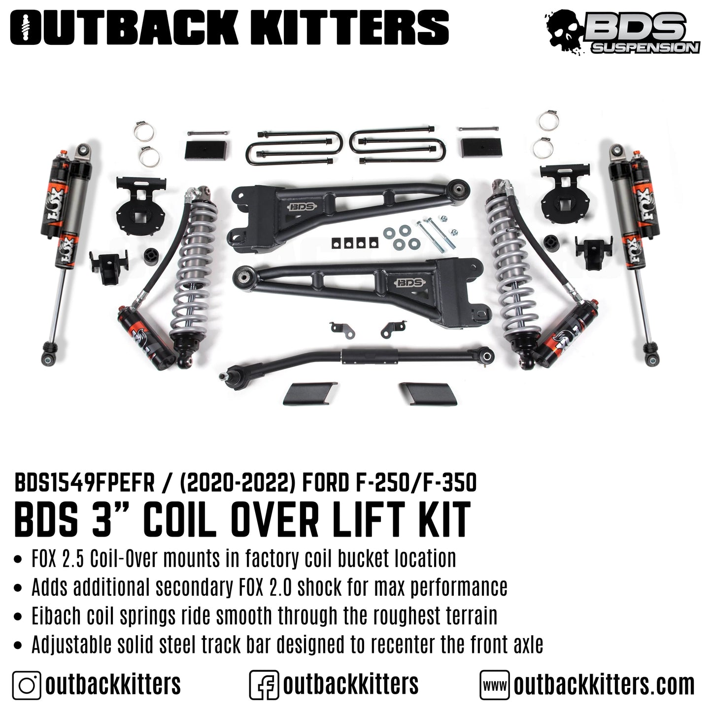 BDS Suspension 3' Coilover Lift Kit for 2020+ Ford F250