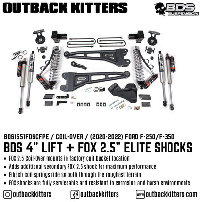 BDS Suspension 4' Coilover Lift Kit for 2020+ Ford F250/F350