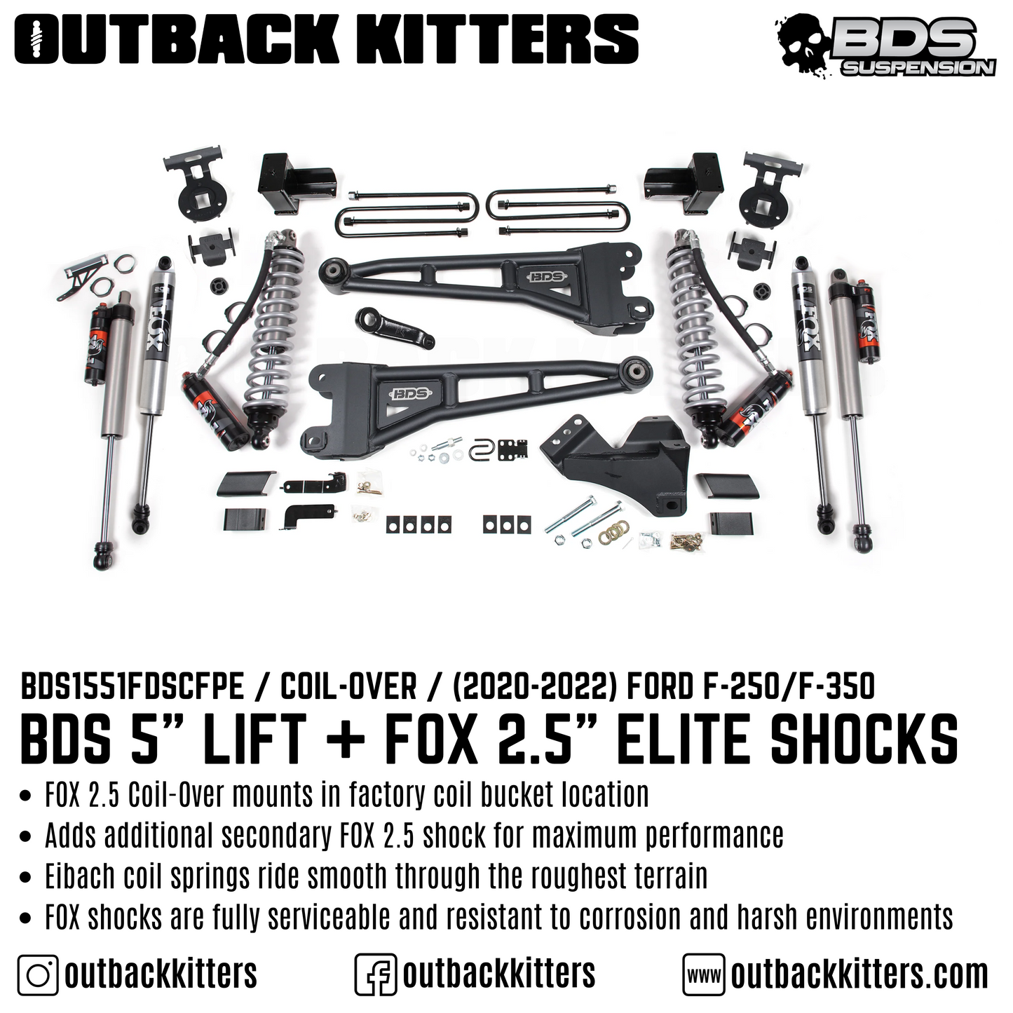 BDS Suspension 4' Coilover Lift Kit for 2020+ Ford F250/F350