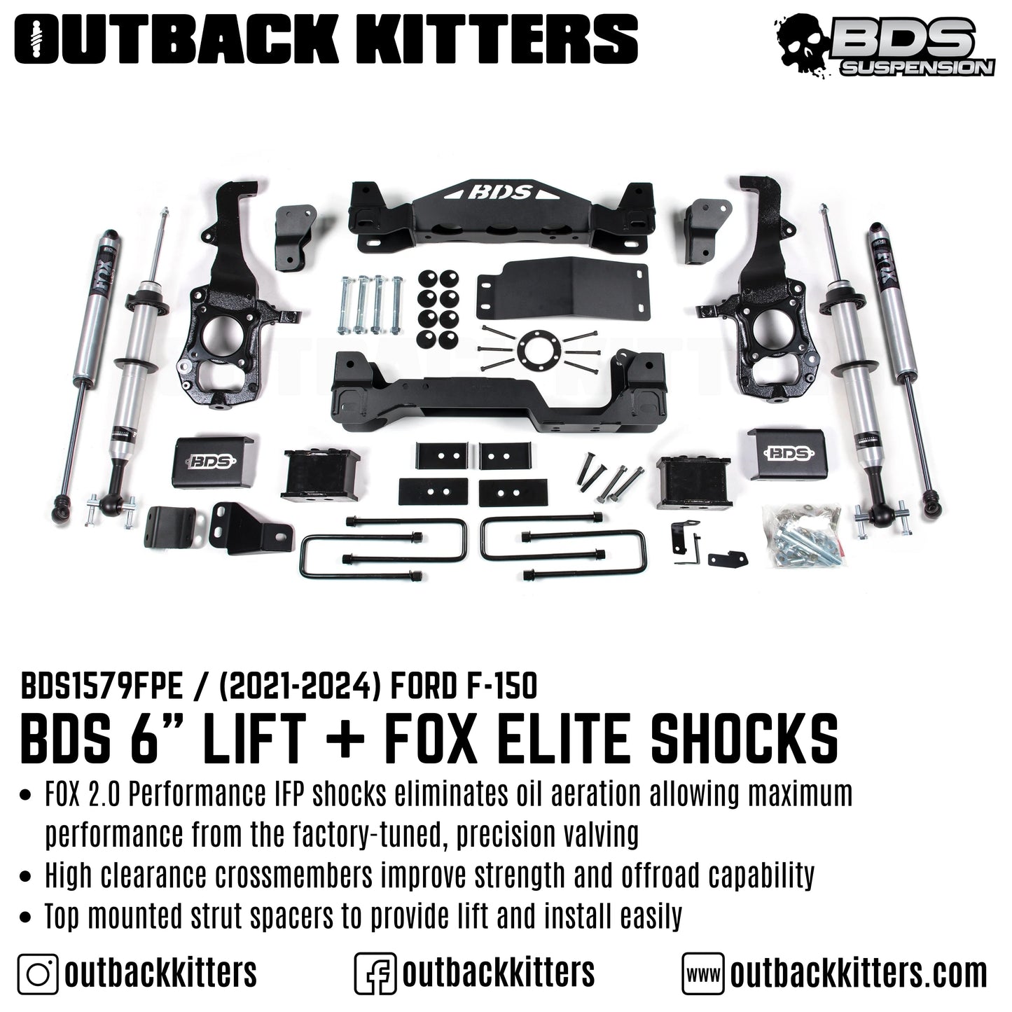 BDS Suspension - 6' Lift Kit for 2021+ Ford F150 with Fox Shocks