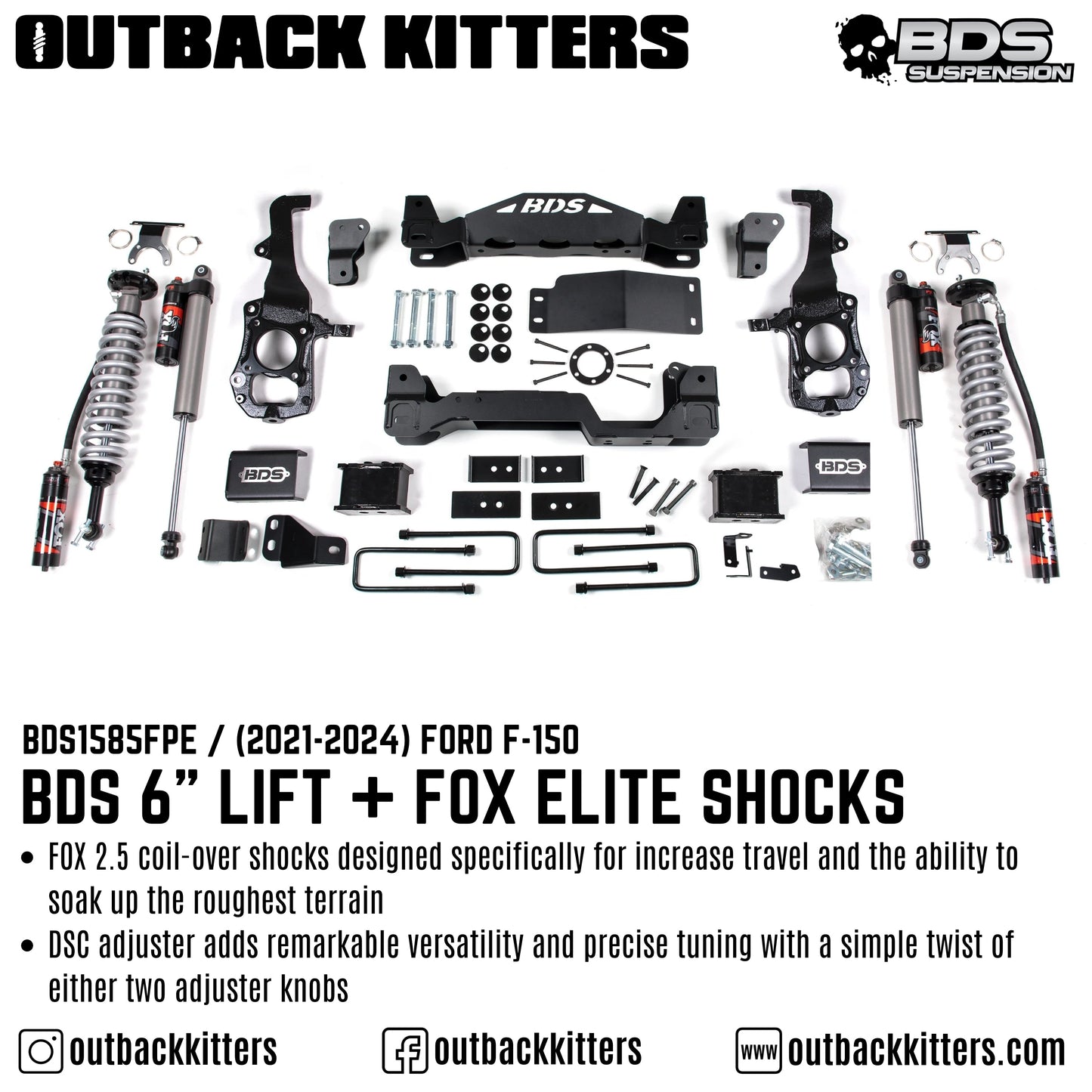 BDS Suspension - 6' Lift Kit for 2021+ Ford F150 with Fox Shocks