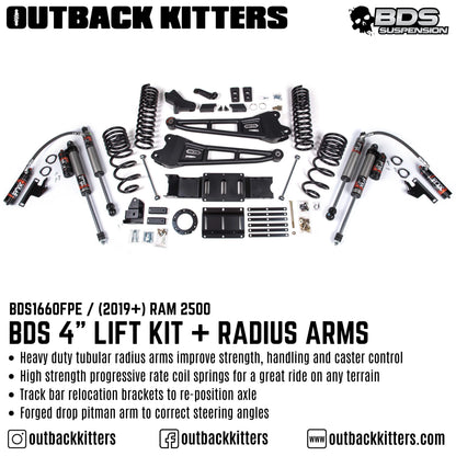 BDS Suspension 4' Lift Kit for 2019+ Ram 2500 with Fox Shocks