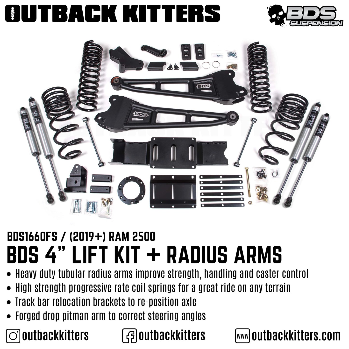 BDS Suspension 4' Lift Kit for 2019+ Ram 2500 with Fox Shocks