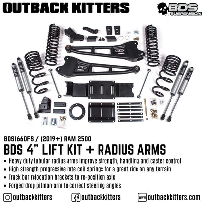 BDS Suspension 4' Lift Kit for 2019+ Ram 2500 with Fox Shocks