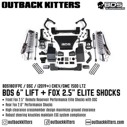 BDS Suspension 6' Lift Kit for 2019+ Chevy Silverado 1500 with Fox Shocks
