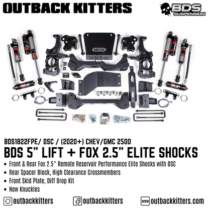 BDS Suspension 5' Lift Kit for 2020+ Chevy Silverado 2500 with Fox Shocks