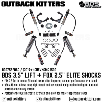 BDS Suspension 3.5' Lift Kit for 2019-2024 Chevy/GMC 1500 with Fox Shocks