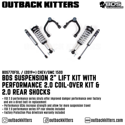 BDS Suspension 2' Lift Kit with Fox Shocks for Chevy/GMC 1500 (2019-2023)