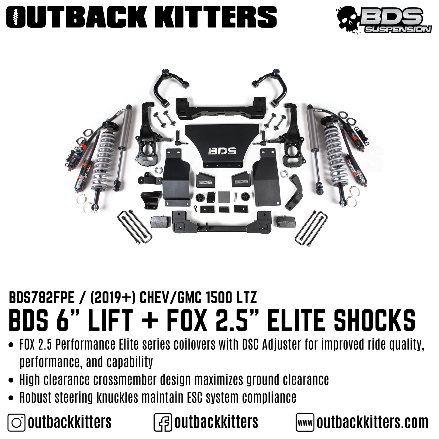 BDS Suspension 6' Lift Kit for 2019+ Chevy Silverado 1500 with Fox Shocks