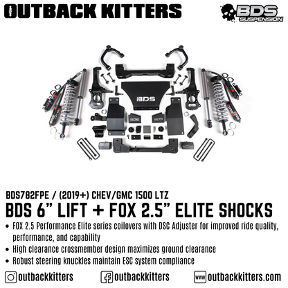 BDS Suspension 6' Lift Kit for 2019+ Chevy Silverado 1500 with Fox Shocks