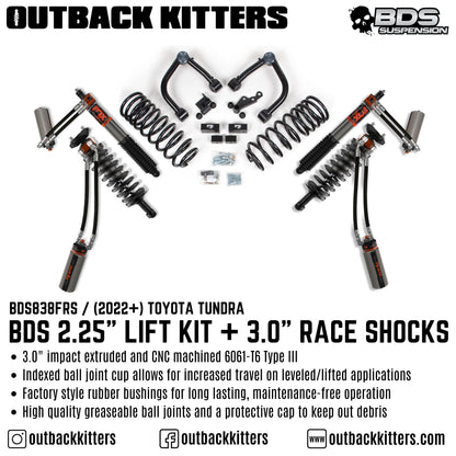 BDS Suspension 2.25' Lift Kit with 3.0' Factory Race Shocks 2022+ Toyota Tundra