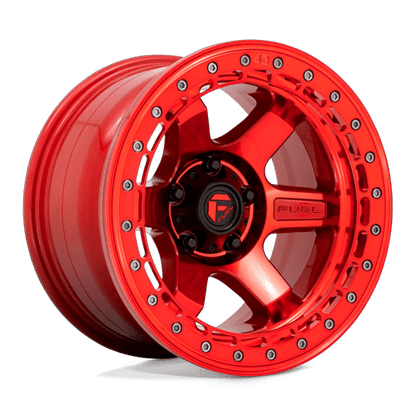 Fuel 1PC D123 BLOCK BEADLOCK 17x8.5 6x139.7 +0 Candy Red W/ Candy Red Ring