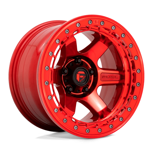 Fuel 1PC D123 BLOCK BEADLOCK 17x9 5x127 -15 Candy Red W/ Candy Red Ring
