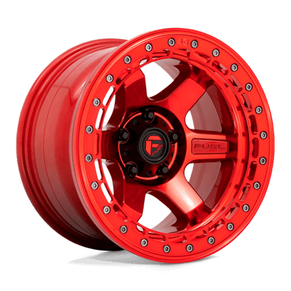 Fuel 1PC D123 BLOCK BEADLOCK 17x9 5x127 -15 Candy Red W/ Candy Red Ring