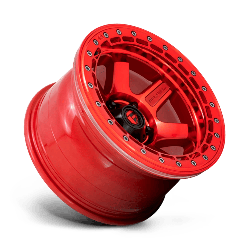 Fuel 1PC D123 BLOCK BEADLOCK 17x9 5x127 -15 Candy Red W/ Candy Red Ring