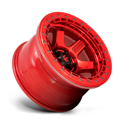 Fuel 1PC D123 BLOCK BEADLOCK 17x9 5x127 -15 Candy Red W/ Candy Red Ring