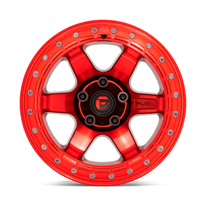 Fuel 1PC D123 BLOCK BEADLOCK 17x9 5x127 -15 Candy Red W/ Candy Red Ring