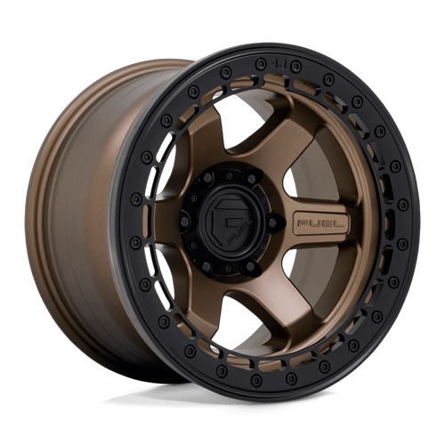 Fuel 1PC D124 BLOCK BEADLOCK 17x9 5x127 -15 Matte Bronze W/ M-Black Ring