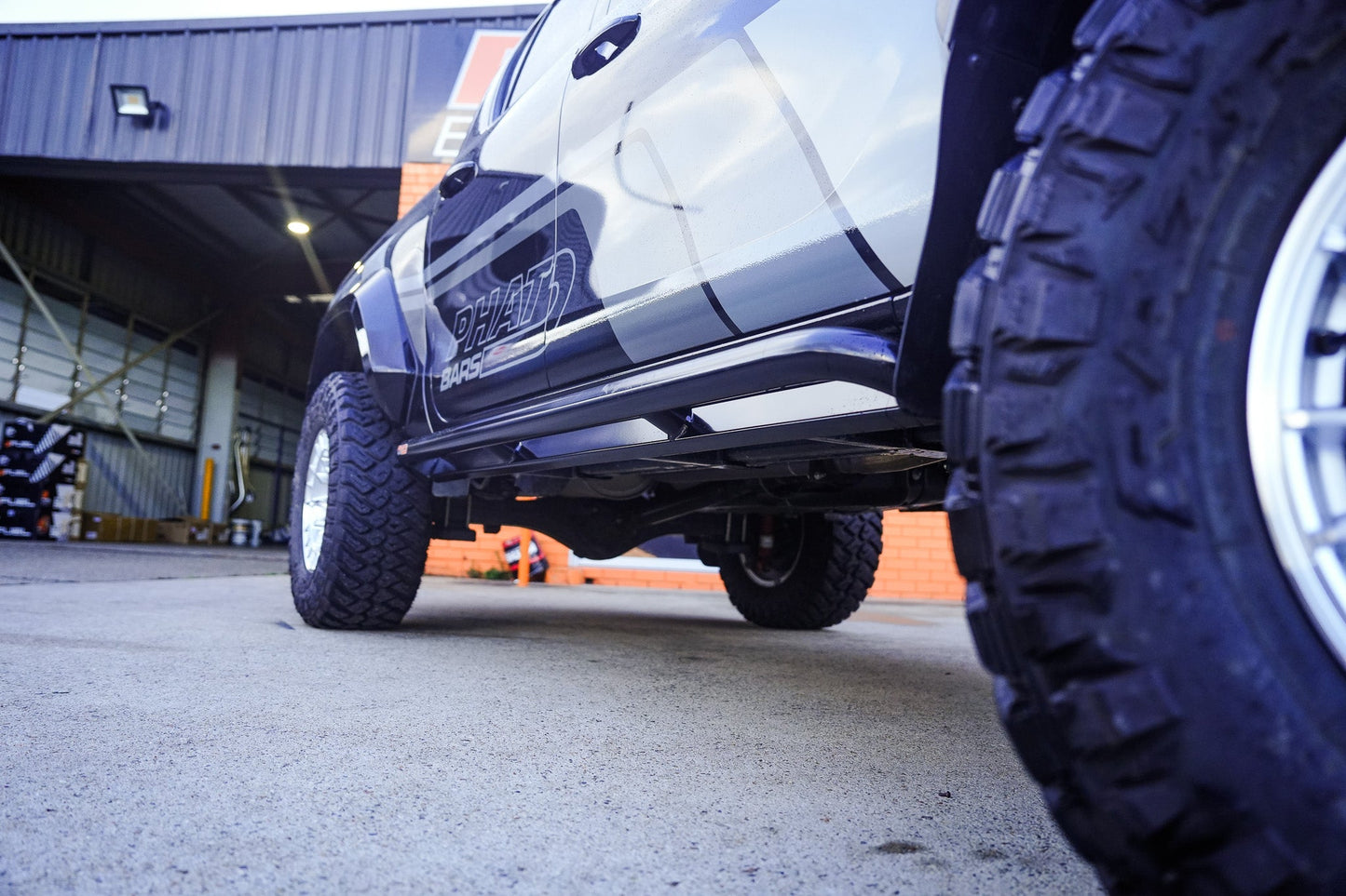 Toyota Hilux N80 'Mac Preston Big Tube' ANGLED Rock Sliders / Side Steps - Powdercoated