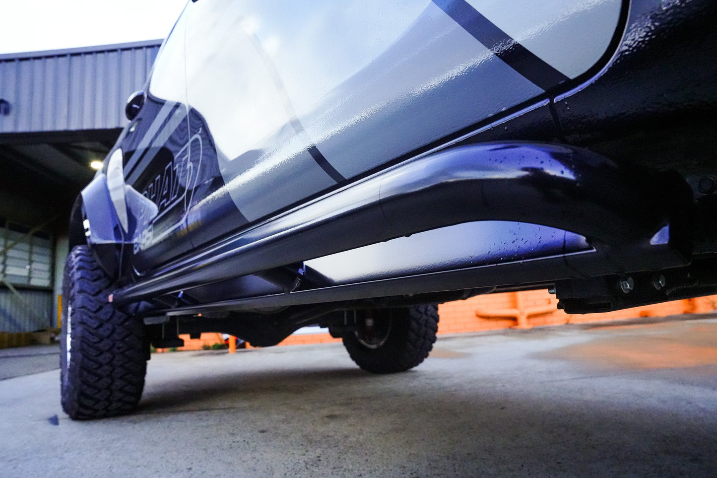 Toyota Hilux N80 'Mac Preston Big Tube' ANGLED Rock Sliders / Side Steps - Powdercoated
