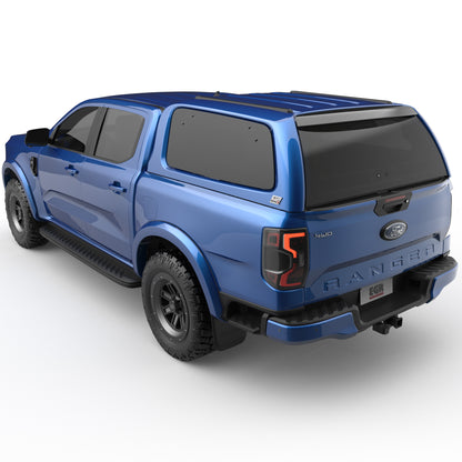 Rear three-quarter view of Ford Ranger RA fitted with EGR Fender Flares