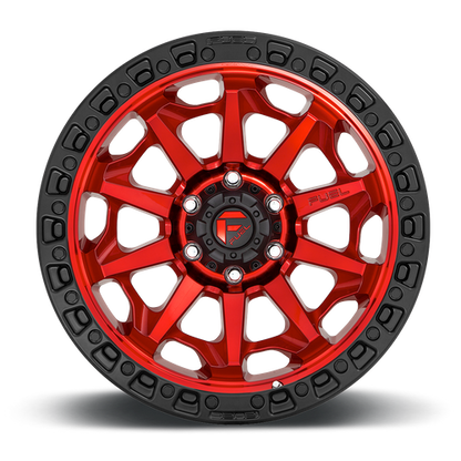 Fuel 1PC D695 COVERT 17x9 5x127 +1 Candy Red Black Bead Ring