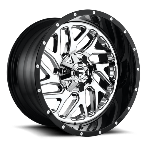 Fuel 2PC D211 TRITON 20x12 5.5 -44 Chrome Plated Gloss Black Lip